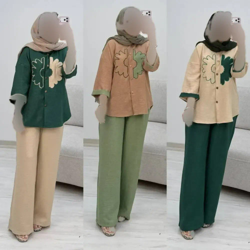 ست شومیز و شلوار زنانه شانتون فری سایز ملیکا | رنگبندی متنوع | قد شومیز 70 | قد شلوار 105