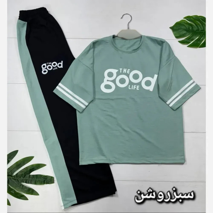 ست تیشرت و شلوار نخی زنانه بوگ فری سایز 38 تا 46 رنگ بندی متنوع