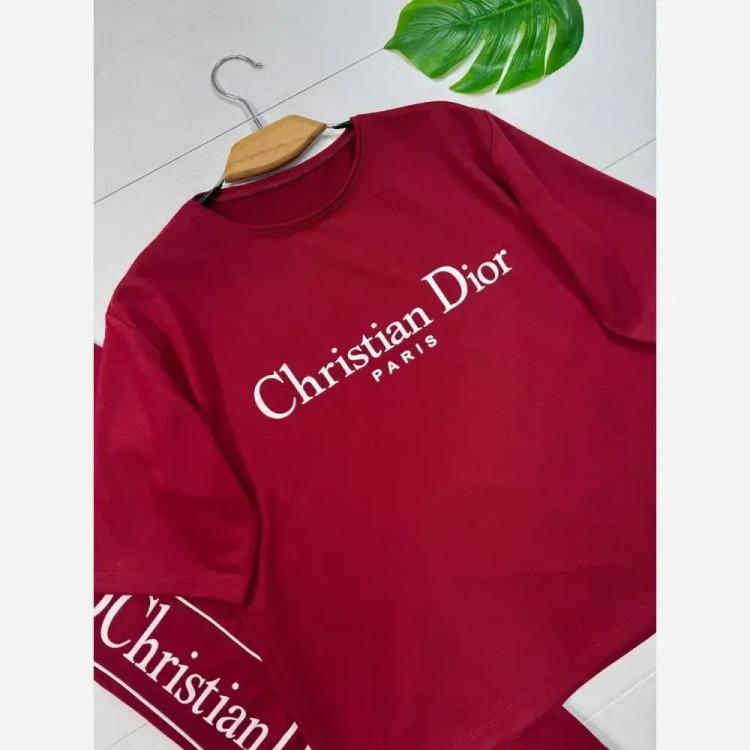 ست تیشرت و شلوار زنانه پنبه گلکسی کریستین دیور رنگی فری سایز 38_46