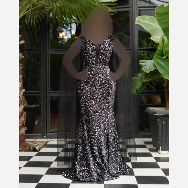 پیراهن مجلسی پرنیا پولک مخمل پر و تور زنانه سایزبزرگ 36 تا 50