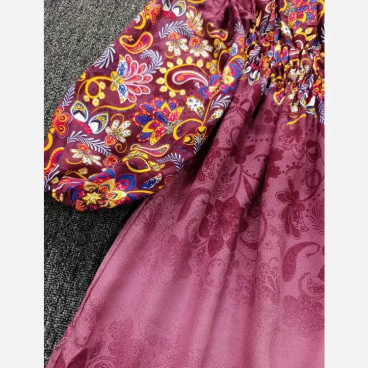 پیراهن ساحلی نخی زنانه کمر کش فری سایز تا 48 | قد 127 | تضمین کیفیت