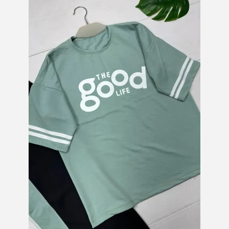 ست تیشرت و شلوار نخی زنانه بوگ فری سایز 38 تا 46 طرحدار