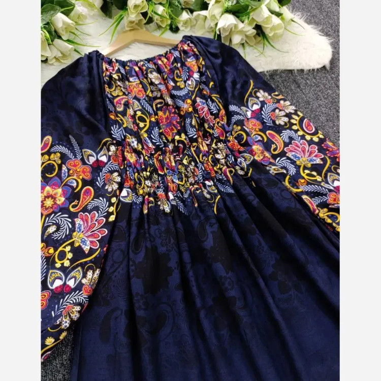 پیراهن ساحلی نخی زنانه کمر کش فری سایز تا 48 | قد 127 | تضمین کیفیت