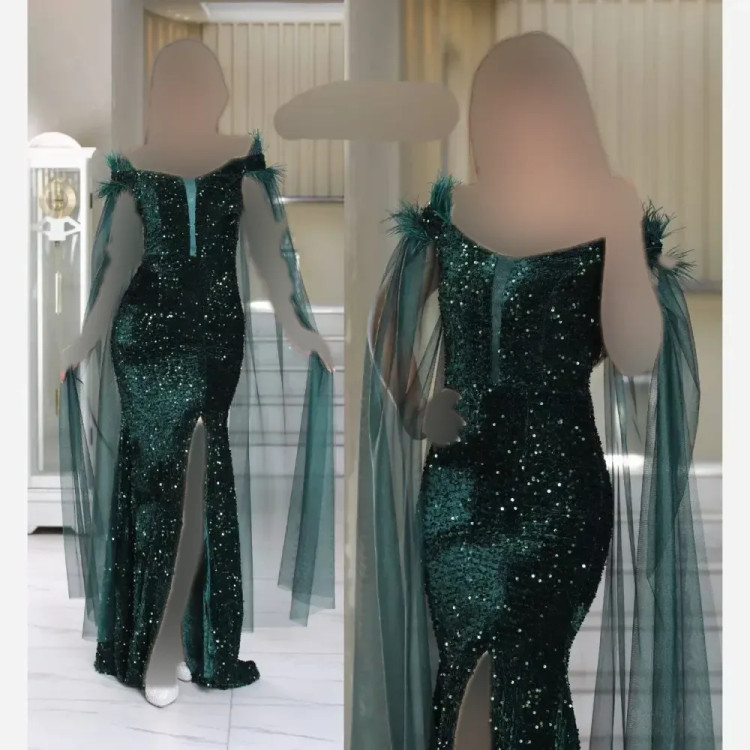 پیراهن مجلسی پرنیا پولک مخمل پر و تور زنانه سایزبزرگ 36 تا 50