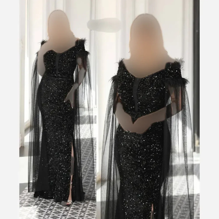 پیراهن مجلسی پرنیا پولک مخمل پر و تور زنانه سایزبزرگ 36 تا 50