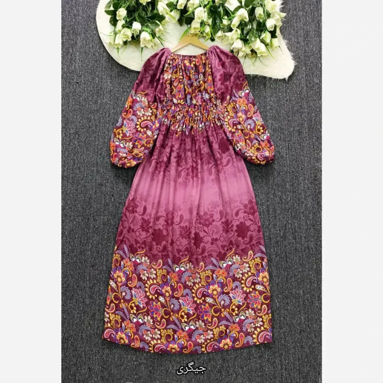 پیراهن ساحلی نخی زنانه کمر کش فری سایز تا 48 | قد 127 | تضمین کیفیت