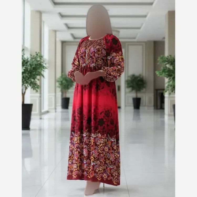 پیراهن ساحلی نخی زنانه کمر کش فری سایز تا 48 | قد 127 | تضمین کیفیت