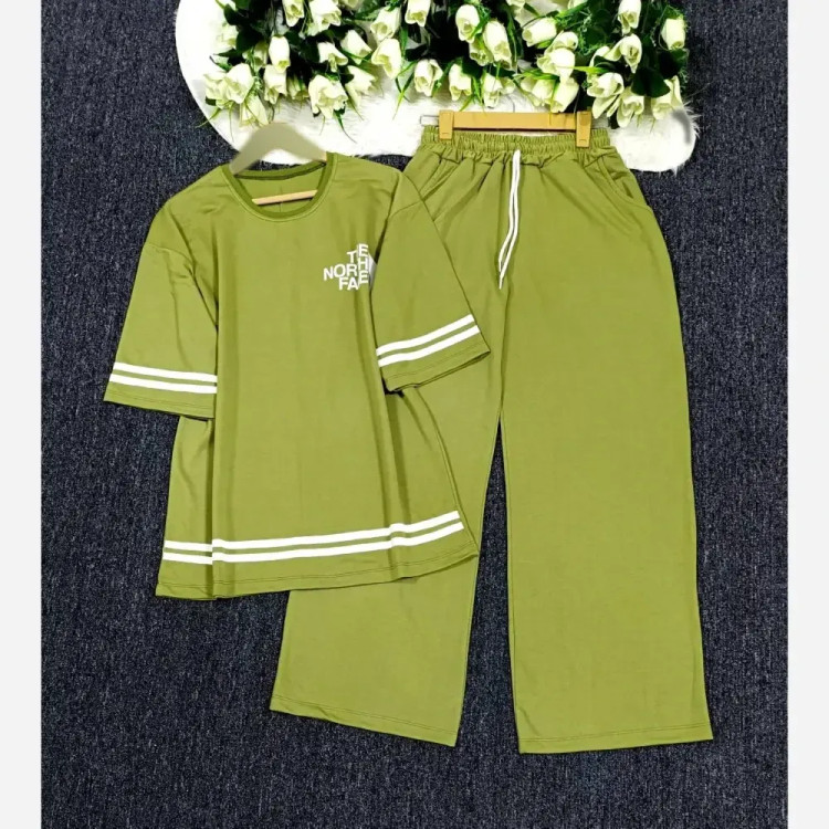 ست تیشرت شلوار گلکسی نخ پنبه نورث فیس زنانه فری سایز 38 تا 48 شیک و با کیفیت