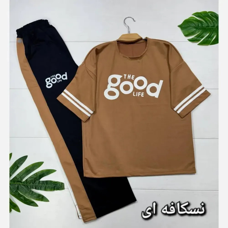 ست تیشرت و شلوار نخی زنانه بوگ فری سایز 38 تا 46 طرحدار