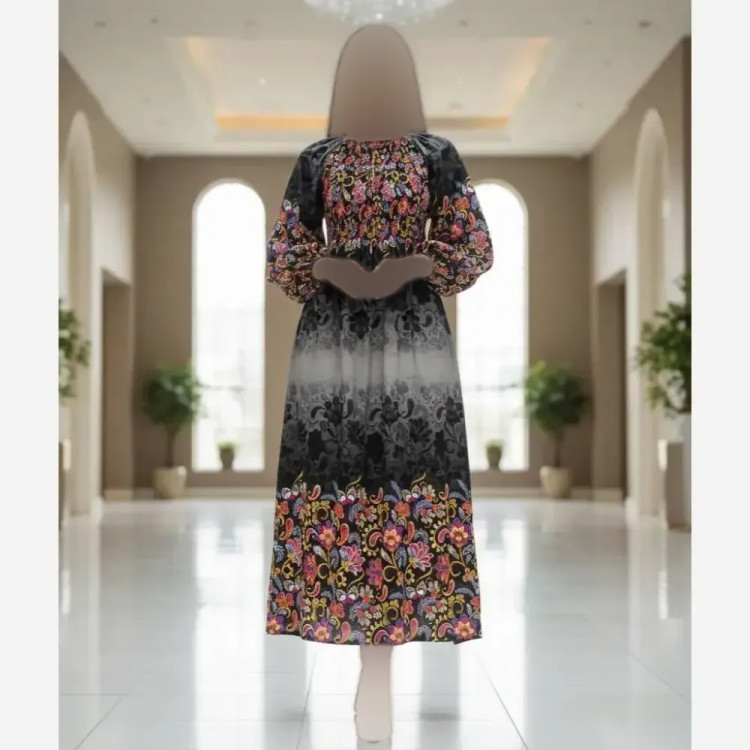 پیراهن ساحلی نخی زنانه کمر کش فری سایز تا 48 | قد 127 | تضمین کیفیت