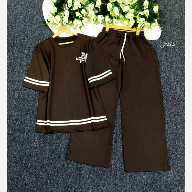 ست تیشرت شلوار گلکسی نخ پنبه نورث فیس زنانه فری سایز 38 تا 48 شیک و با کیفیت