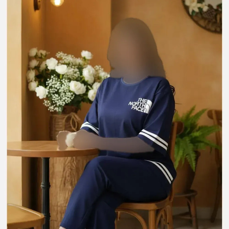 ست تیشرت شلوار گلکسی نخ پنبه نورث فیس زنانه فری سایز 38 تا 48 شیک و با کیفیت