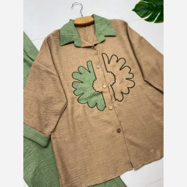 ست شومیز و شلوار شانتون ملیکا فری سایز 38 تا 46 رنگبندی متنوع