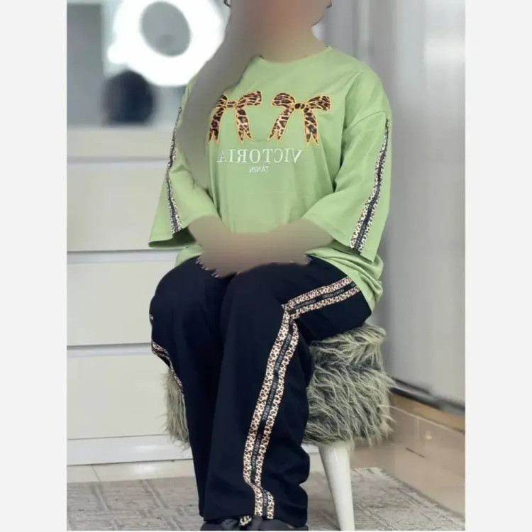 ست دبل پاپیون پلنگی زنانه فری سایز 38-48 جنس گلکسی پنبه درجه یک