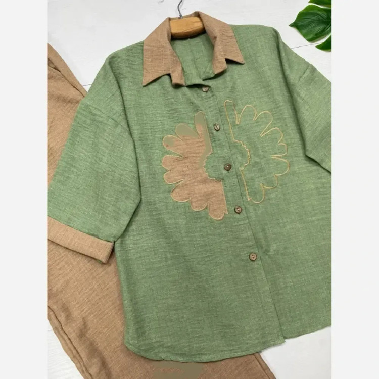 ست شومیز و شلوار شانتون ملیکا فری سایز 38 تا 46 رنگبندی متنوع