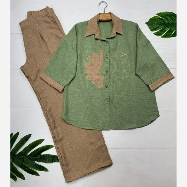 ست شومیز و شلوار شانتون ملیکا فری سایز 38 تا 46 رنگبندی متنوع