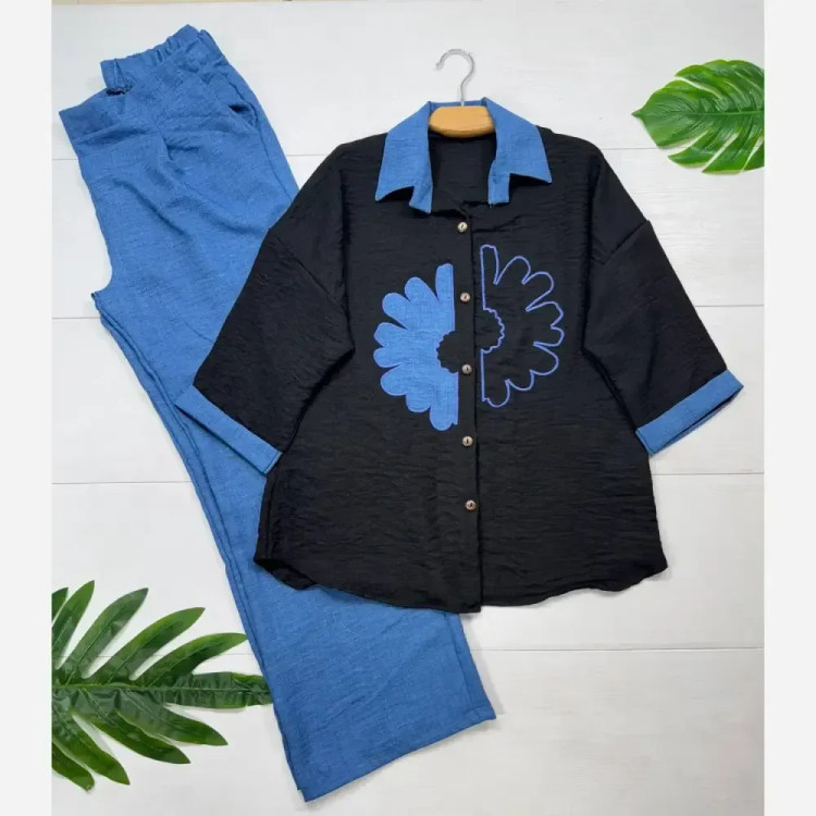 ست شومیز و شلوار شانتون ملیکا فری سایز 38 تا 46 رنگبندی متنوع