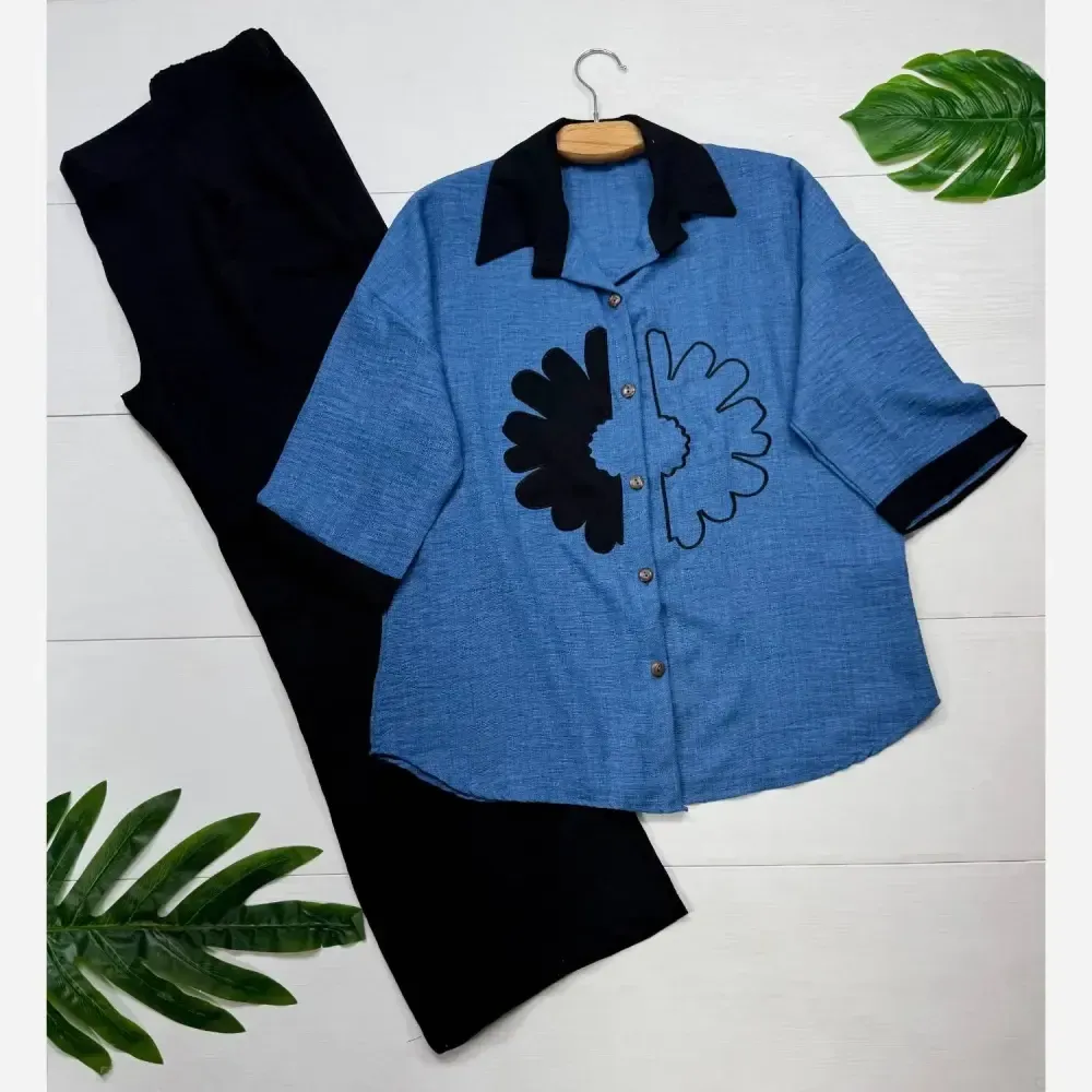 ست شومیز و شلوار شانتون ملیکا فری سایز 38 تا 46 رنگبندی متنوع