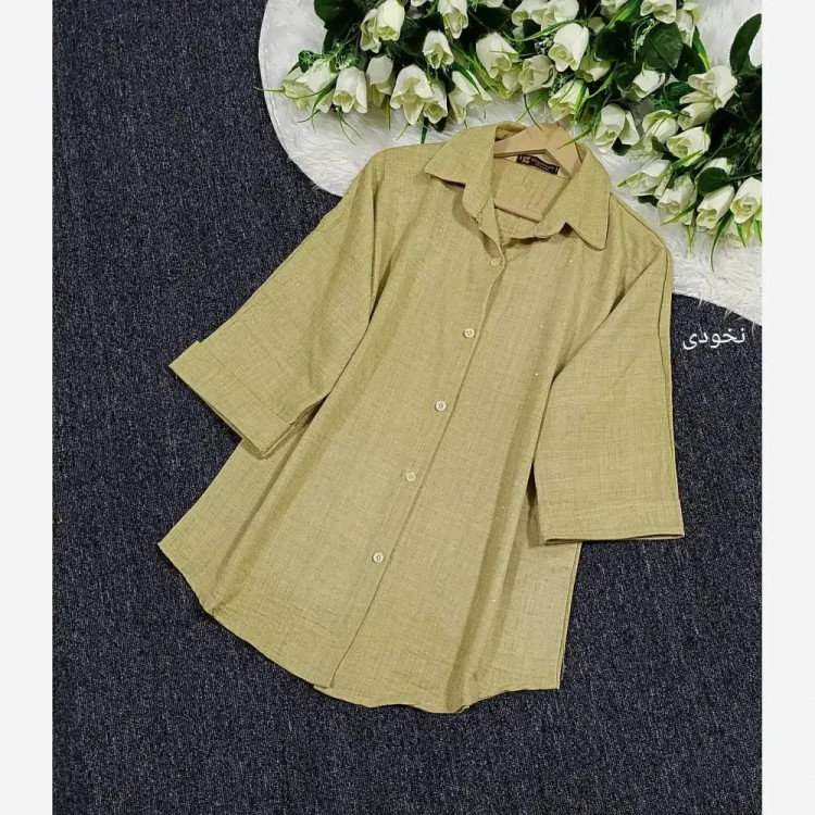 شومیز مجلسی نگینی شانتون ژاکارد زنانه فری سایز 38 تا 48 مشکی کرم نسکافه قهوه ای طوسی