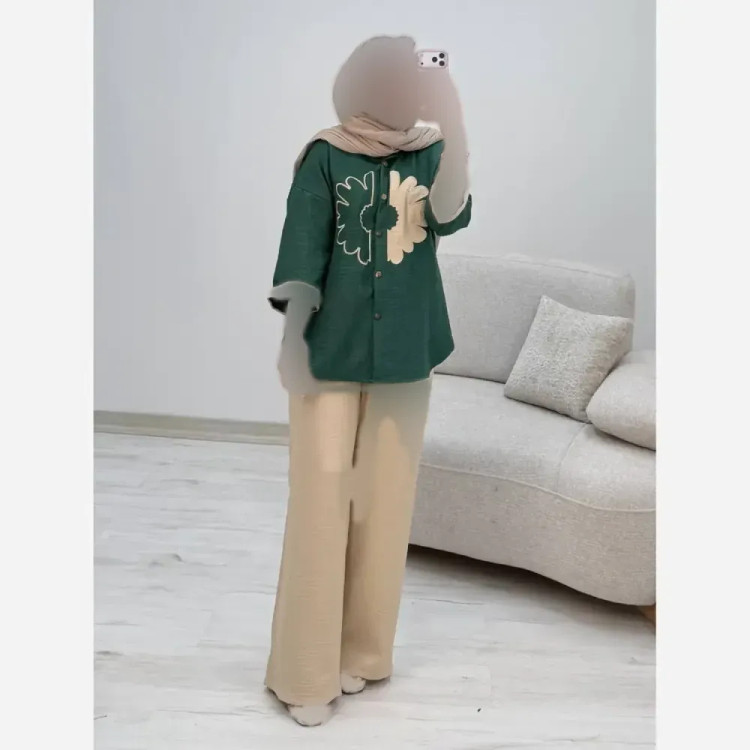 ست شومیز و شلوار شانتون ملیکا فری سایز 38 تا 46 رنگبندی متنوع