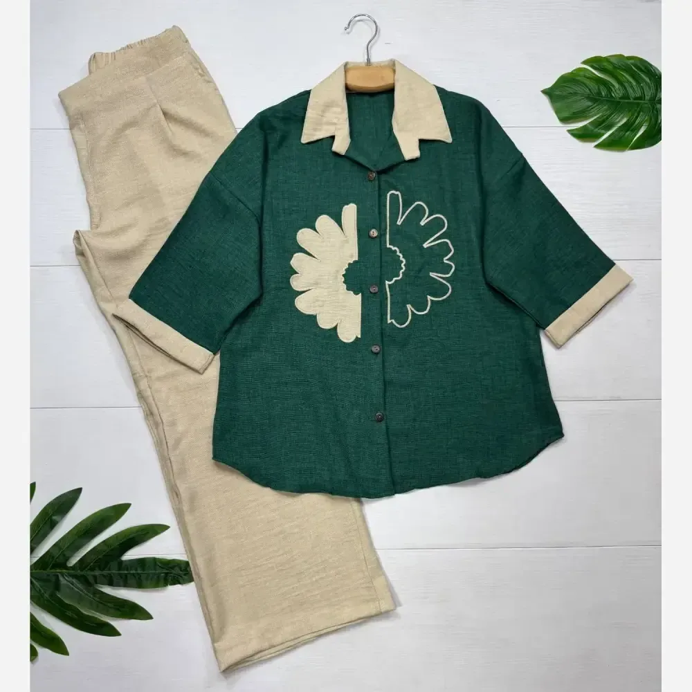 ست شومیز و شلوار شانتون ملیکا فری سایز 38 تا 46 رنگبندی متنوع