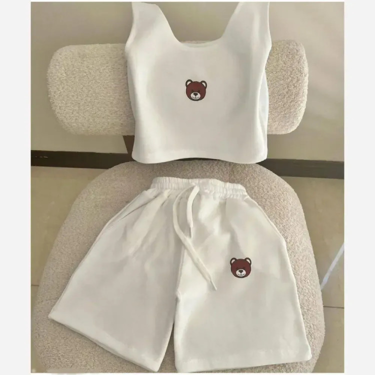 ست تاپ و شورتک خرسی زنانه پنبه توکرکی فری سایز 36 تا 42