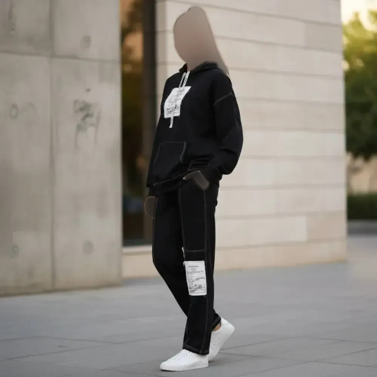 ست هودی و شلوار زنانه گلکسی پنبه فری سایز تا 50 مشکی باکیفیت