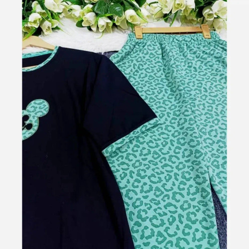 ست تیشرت شلوار زنانه بالنسیاگا گلکسی نخ پنبه فری سایز شیک و راحت