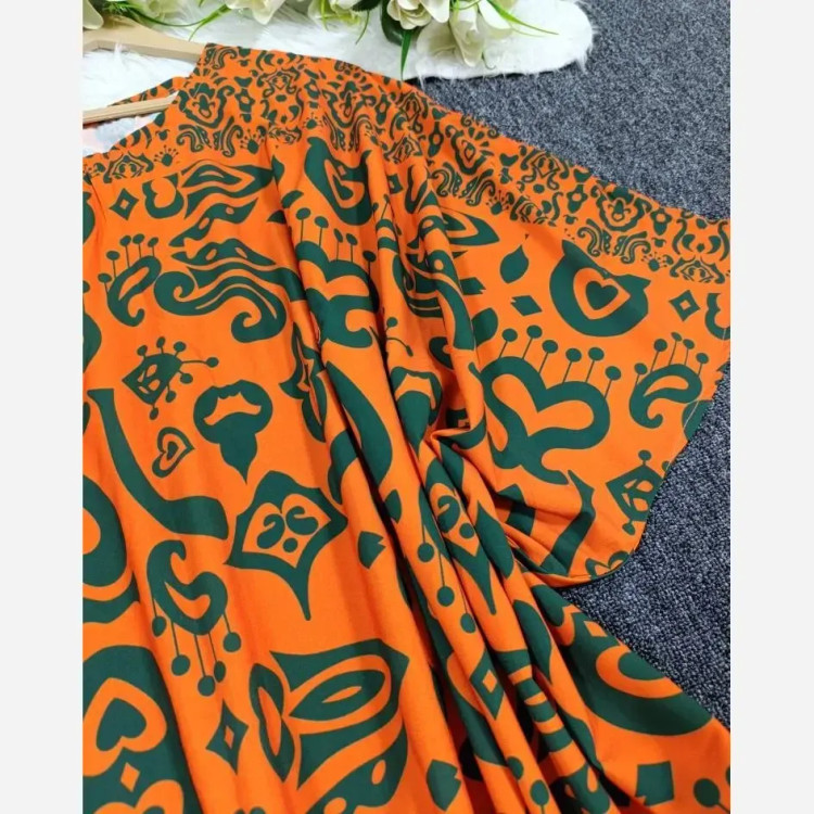 پیراهن ساحلی مزونی نیلوفر فلور بوگاتی فری سایز 38-48 قد 135 شیک