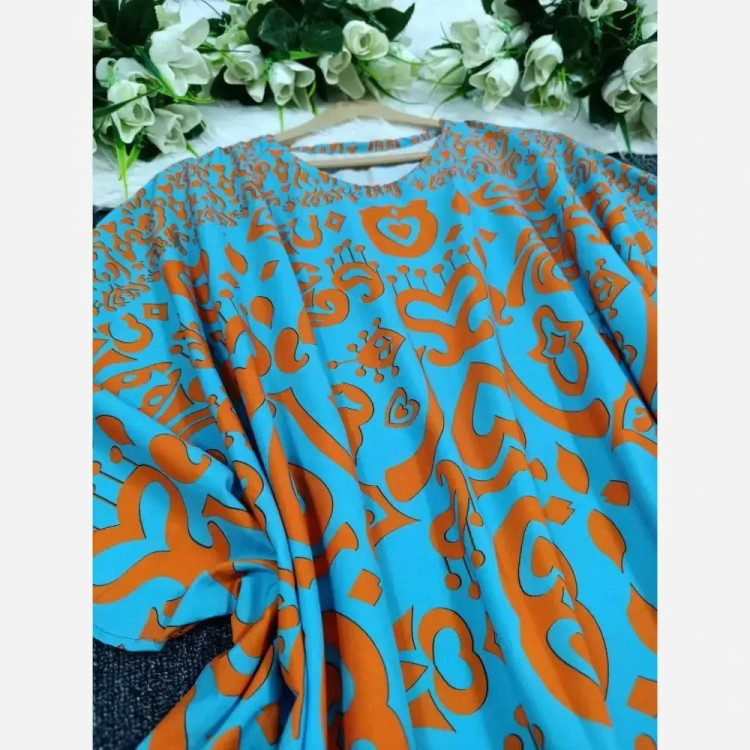 پیراهن ساحلی مزونی نیلوفر فلور بوگاتی فری سایز 38-48 قد 135 شیک