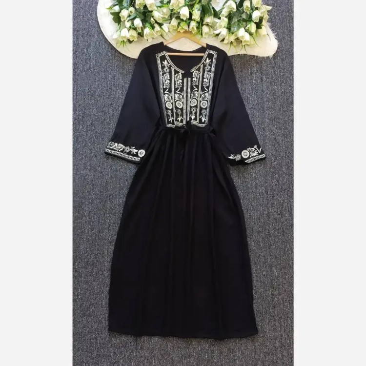 پیراهن ساحلی نخی زنانه فری سایز 38-48 قد 127 تنخور شیک