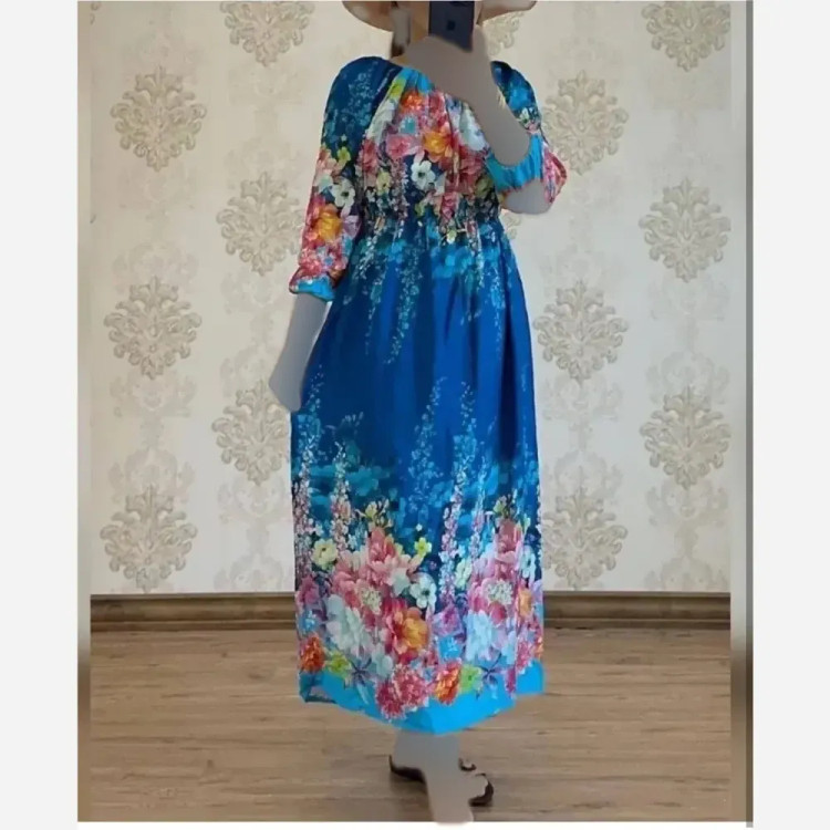 پیراهن ساحلی نخی زنانه فری سایز 38-48 قد 127 تنخور شیک