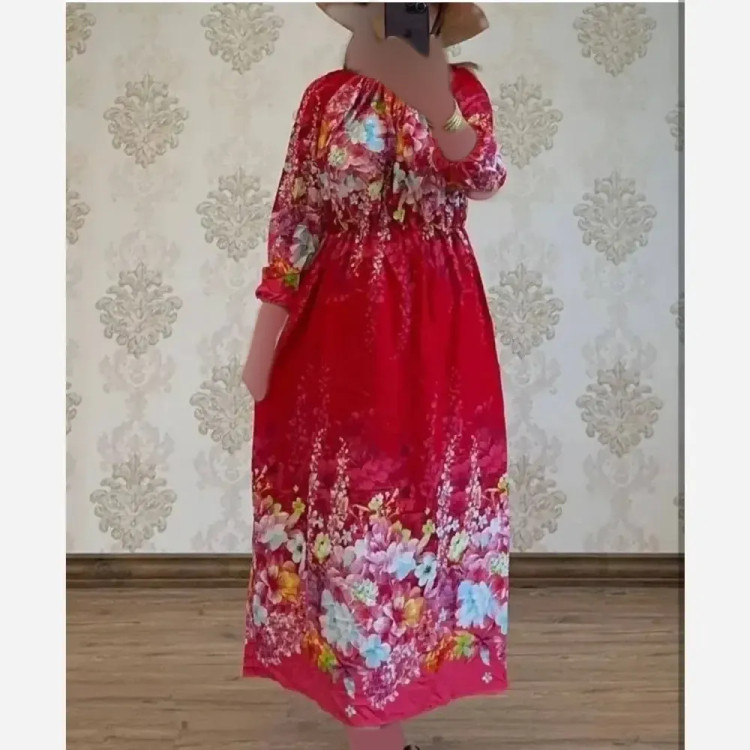 پیراهن ساحلی نخی زنانه فری سایز 38-48 قد 127 تنخور شیک