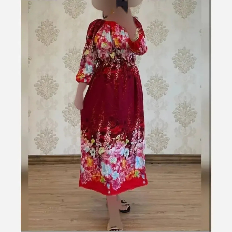 پیراهن ساحلی نخی زنانه فری سایز 38-48 قد 127 تنخور شیک