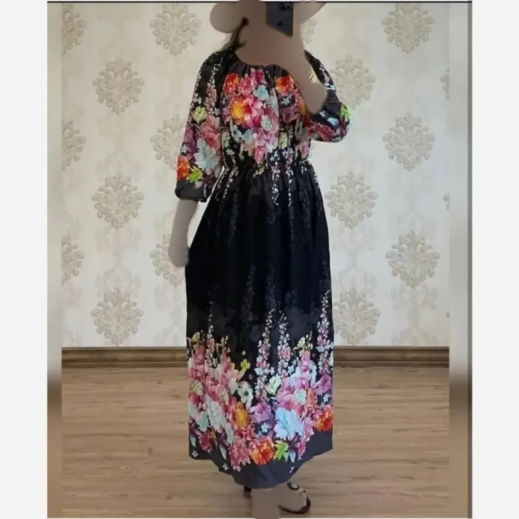 پیراهن ساحلی نخی زنانه فری سایز 38-48 قد 127 تنخور شیک