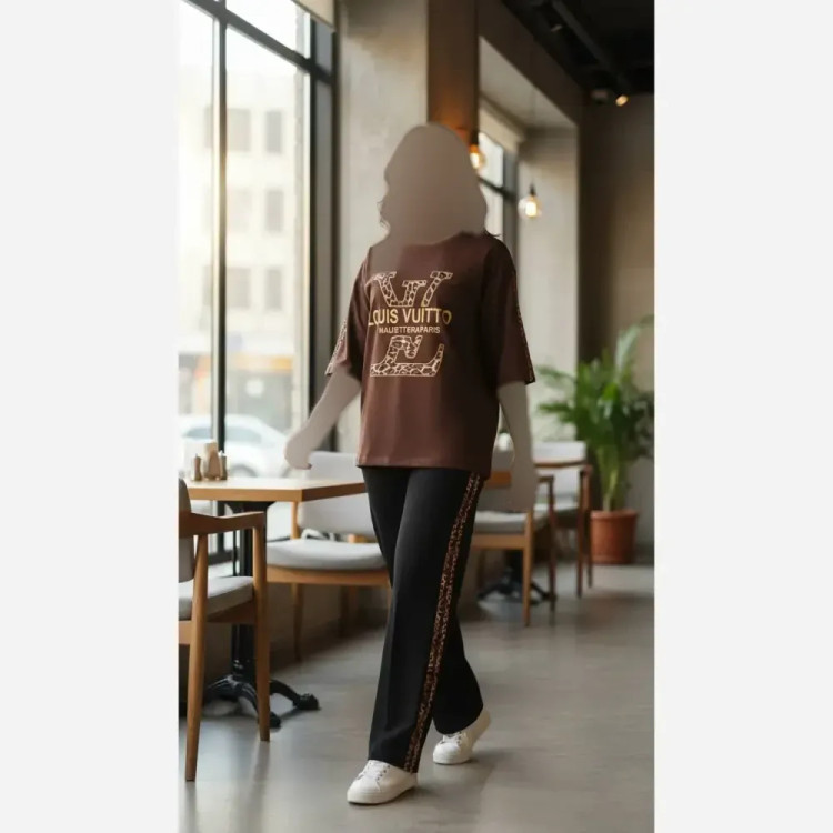 ست زنانه لویی ویتون پلنگی گلکسی پنبه فری سایز 38-48 شیک و زیبا