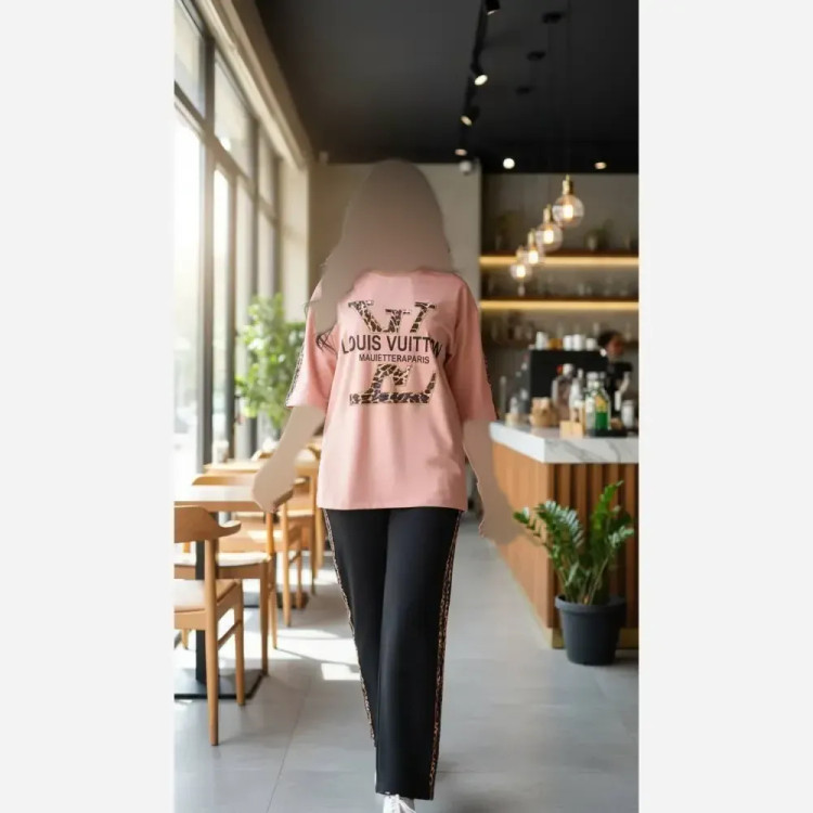 ست زنانه لویی ویتون پلنگی گلکسی پنبه فری سایز 38-48 شیک و زیبا