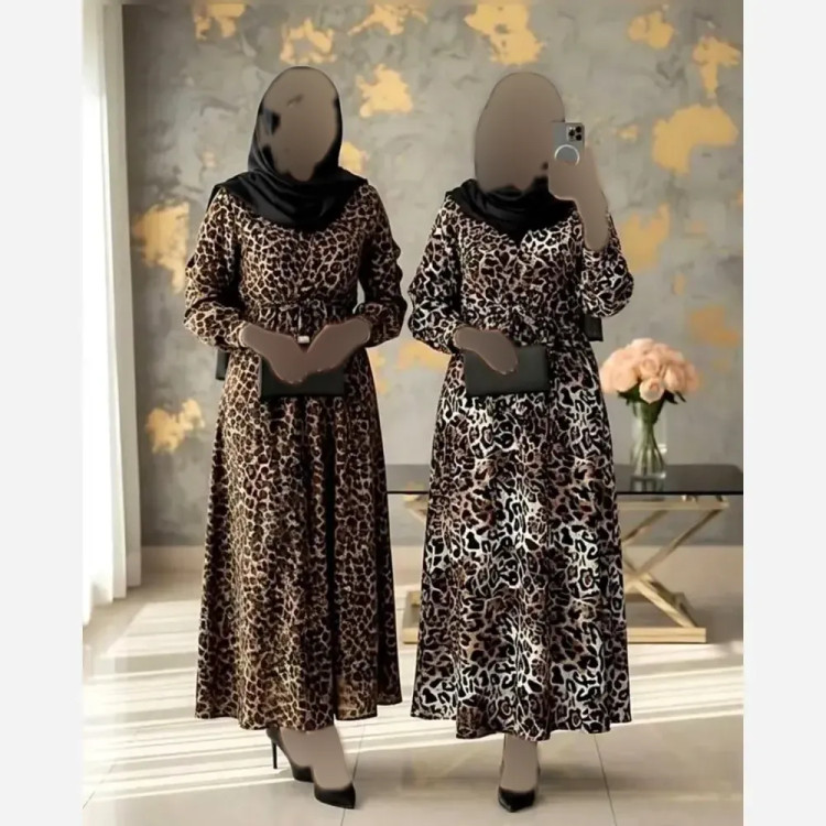 پیراهن ساحلی زنانه مزونی پلنگی فری سایز جنس فلورانس شیک و خنک