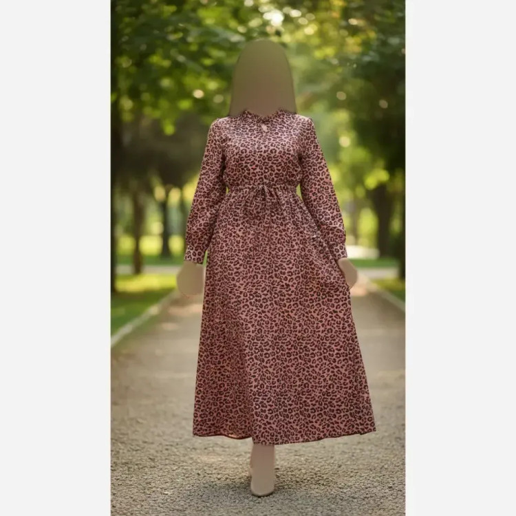 پیراهن ساحلی زنانه مزونی پلنگی فری سایز جنس فلورانس شیک و خنک