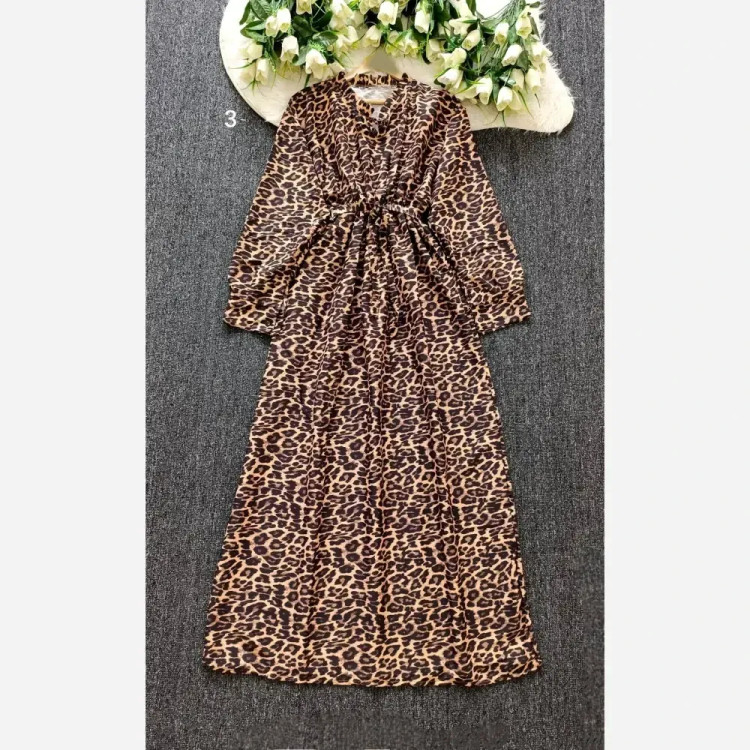 پیراهن ساحلی زنانه مزونی پلنگی فری سایز جنس فلورانس شیک و خنک