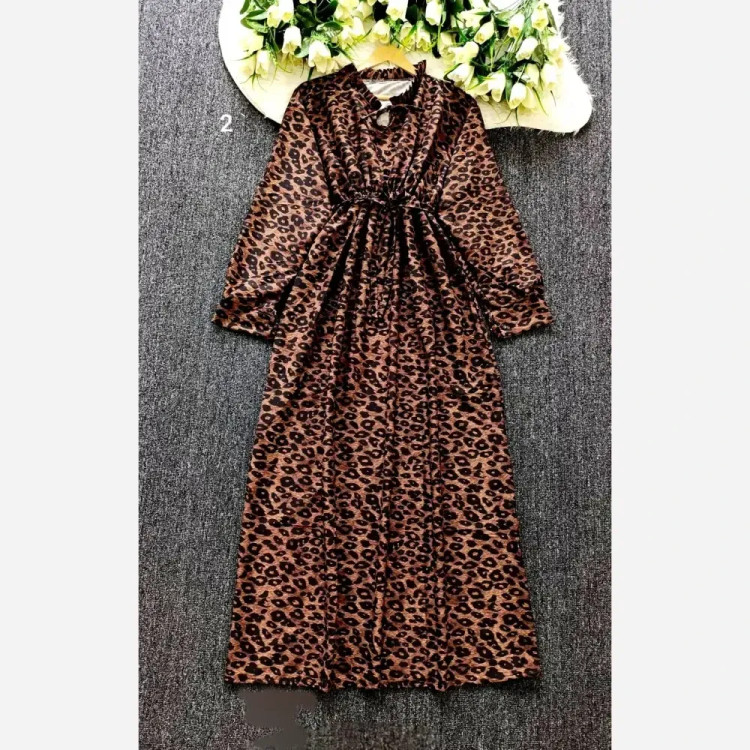 پیراهن ساحلی زنانه مزونی پلنگی فری سایز جنس فلورانس شیک و خنک