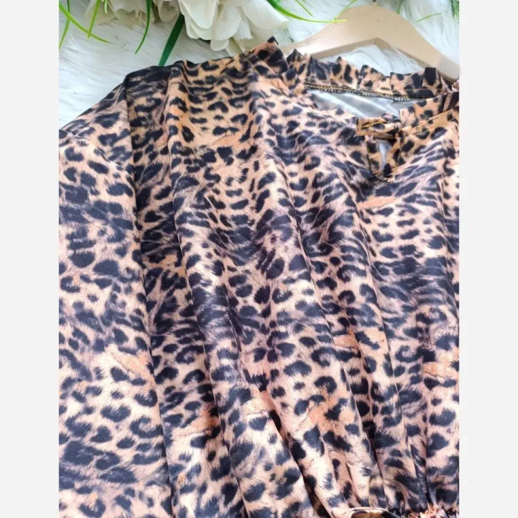 پیراهن ساحلی زنانه مزونی پلنگی فری سایز جنس فلورانس شیک و خنک