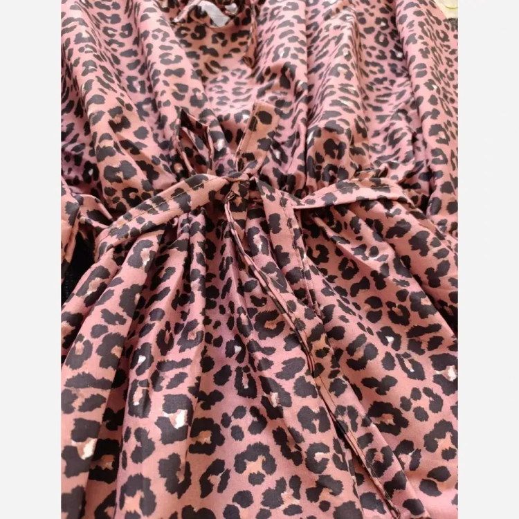 پیراهن ساحلی زنانه مزونی پلنگی فری سایز جنس فلورانس شیک و خنک