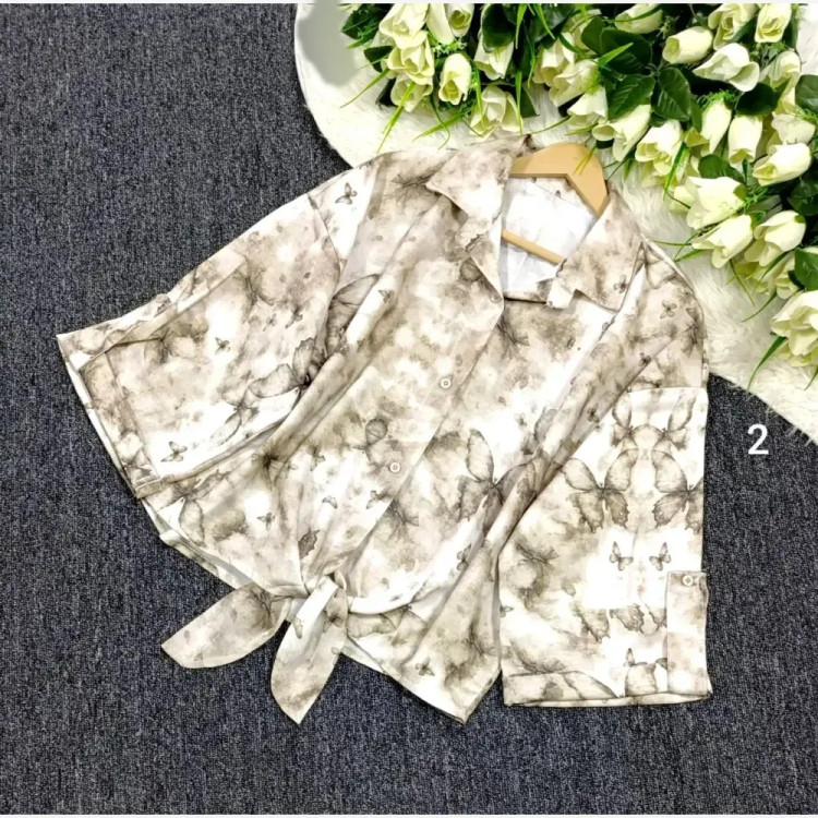 شومیز گرهای پینترستی پروانه جگوار وارداتی فری سایز 38-48 زنانه شیک