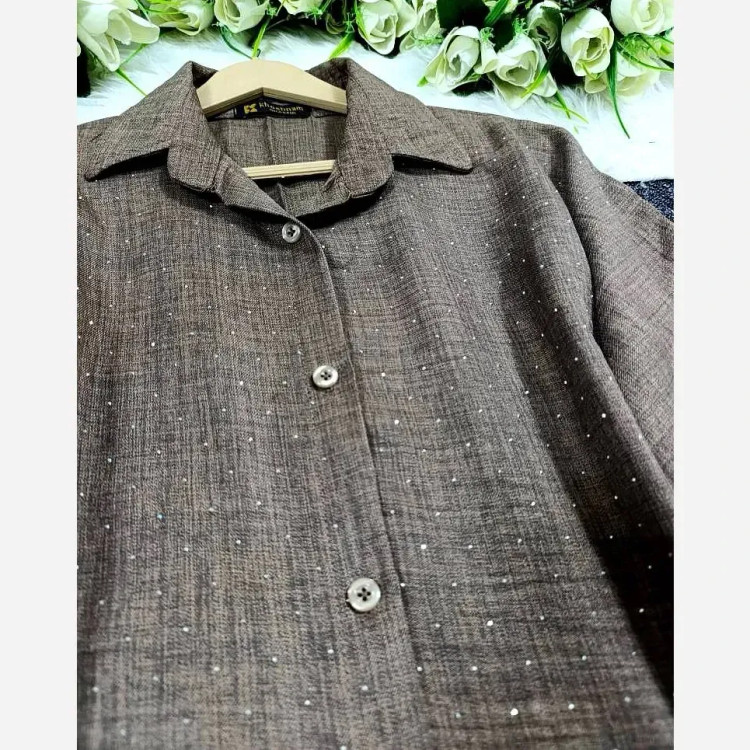 شومیز مجلسی زنانه نگینی شانتون ژاکارد فری سایز 38 تا 48 شیک و راحت