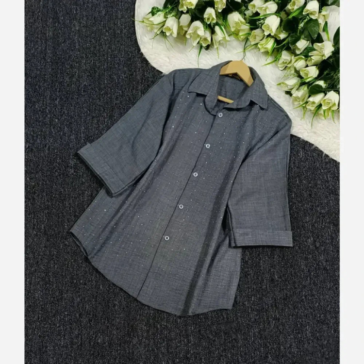 شومیز مجلسی زنانه نگینی شانتون ژاکارد فری سایز 38 تا 48 شیک و راحت