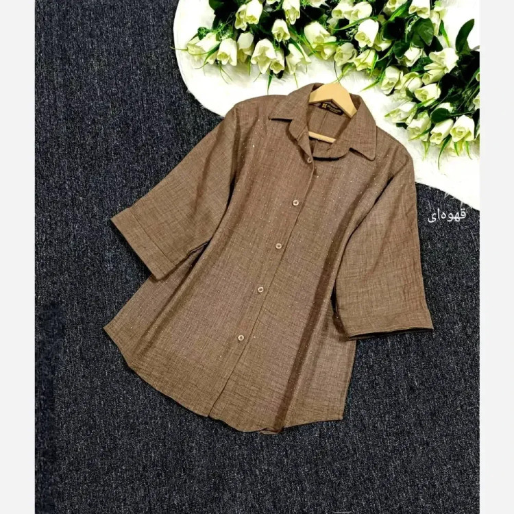 شومیز مجلسی زنانه نگینی شانتون ژاکارد فری سایز 38 تا 48 شیک و راحت