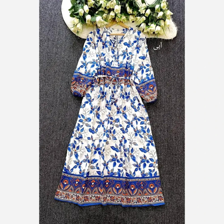 پیراهن ماکسی نخی زنانه فری سایز شیک و راحت مناسب ساحلی و روزمره | رنگ بندی متنوع