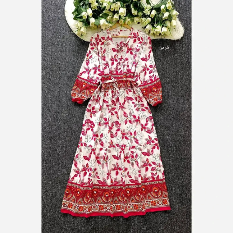 پیراهن ماکسی نخی زنانه فری سایز شیک و راحت مناسب ساحلی و روزمره | رنگ بندی متنوع