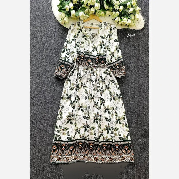 پیراهن ماکسی نخی زنانه فری سایز شیک و راحت مناسب ساحلی و روزمره | رنگ بندی متنوع